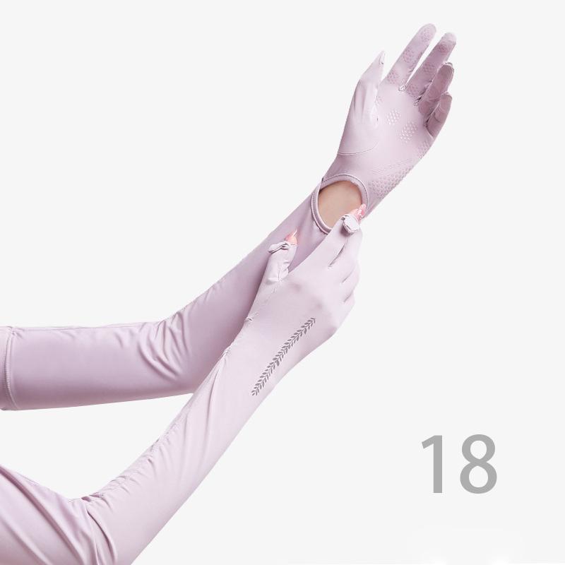 

Летние солнцезащитные женские перчатки из ледяного шелка для рук, устойчивые к ультрафиолетовому излучению, для спорта на открытом воздухе, с рукавами для пальцев, для велоспорта, езды на солнце R