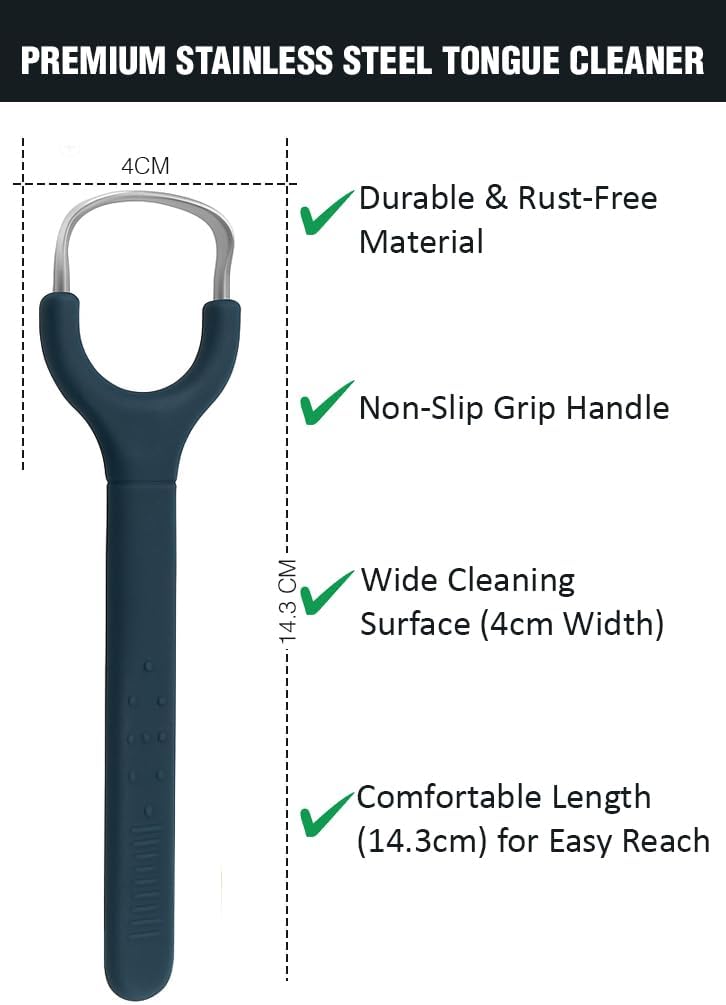 Prplet Tongue Cleaner Scraper for Adults & Kids - Stainless Steel Tongue Scraper for Hygiene, Fresh Breath, Removes Bacteria - Deep Clean Tongue Cl