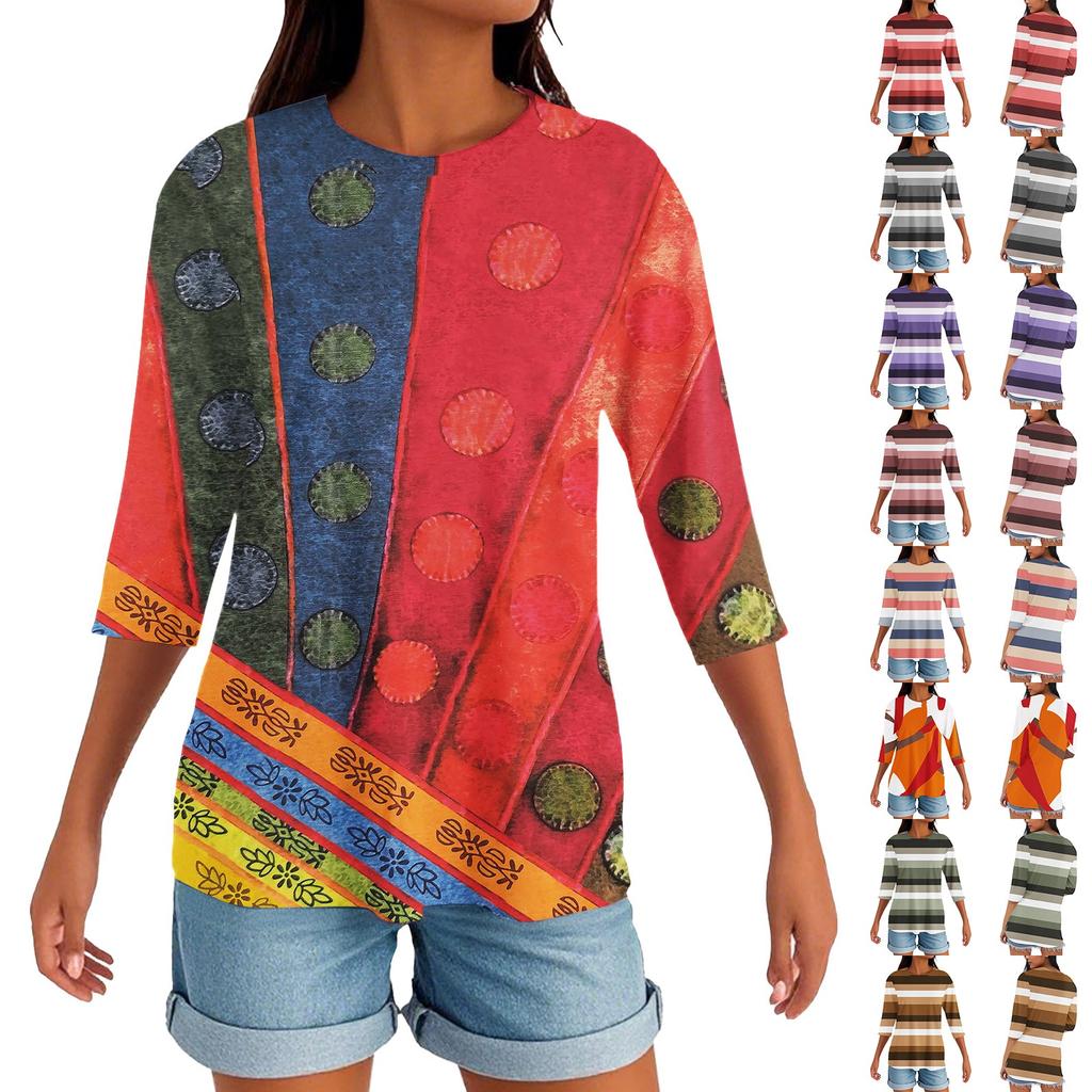 Women's Round Neck Hem Slit Fashion Casual Solid Color Short-sleeved Top