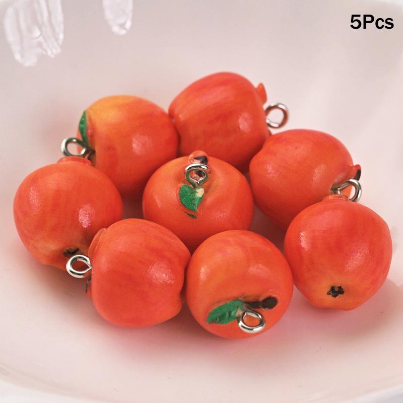 3D Simulated Fruit Resin Pendants 5Pcs Fun Fruit Charms for DIY Party Favors Earring Bracelet Jewelry Making Crafts