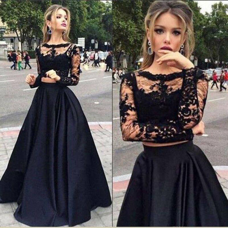 

Evening Party Black Sexy Lace Mesh Embroidered Evening Dress New black S