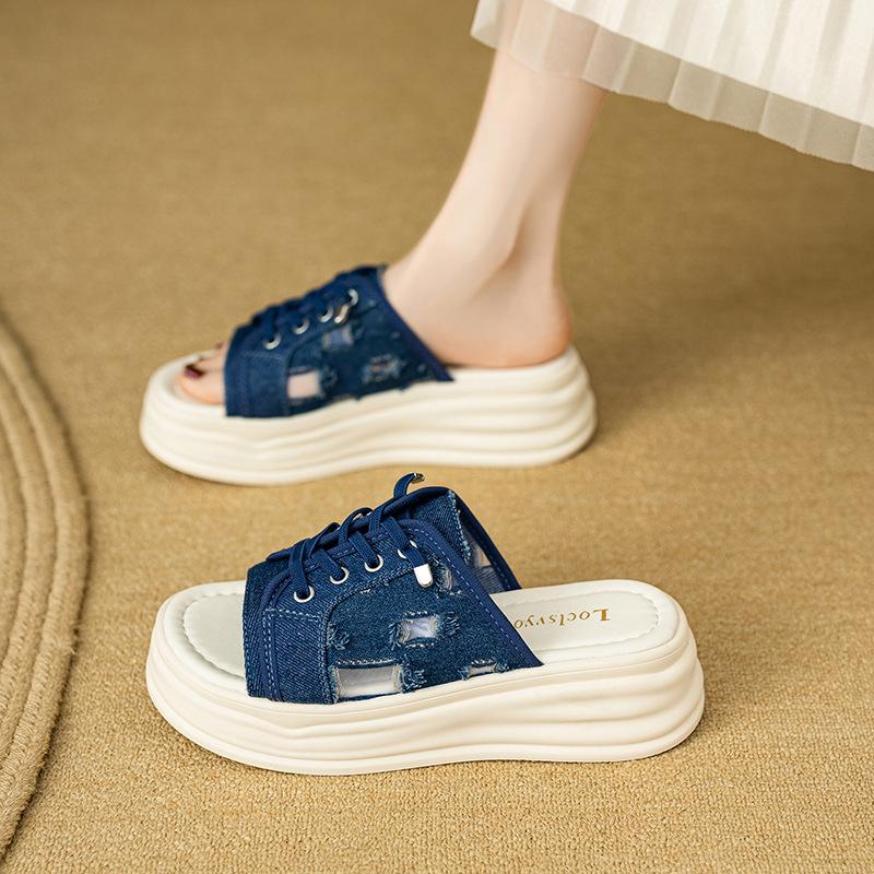 Fashion Shoes Low Cotton Fabric Hoof Heels PU Rome Rubber Shoes Low Rubber Fabric Rome Hoof Heels PU