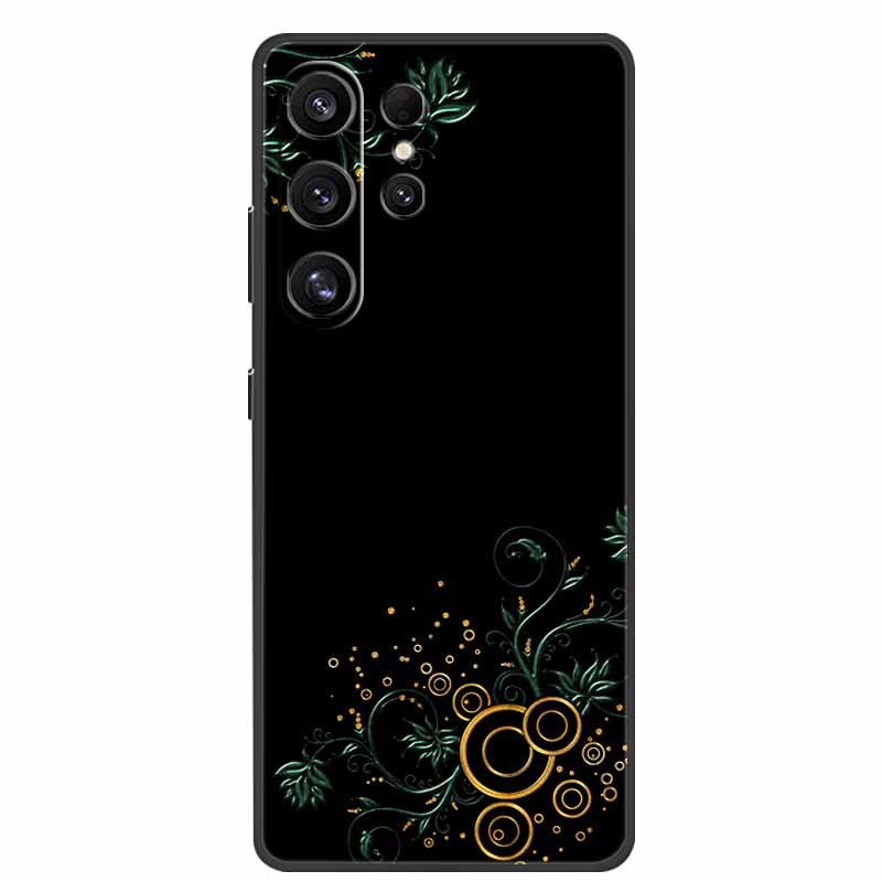 For Samsung Galaxy S26 Ultra Case Cute Floral Black Luxury Soft Silicone Back Cover For Samsung S26 Ultra Cases GalaxyS26 Ultra