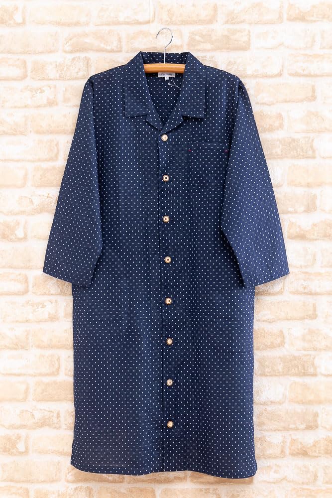 Eye Cotton Double Gauze Dot Sleeper Long Available in Hotel Long 14016 K's Skin-Friendly 100% Pajamas, Front-Opening, Sleeves, Spring/Autumn,