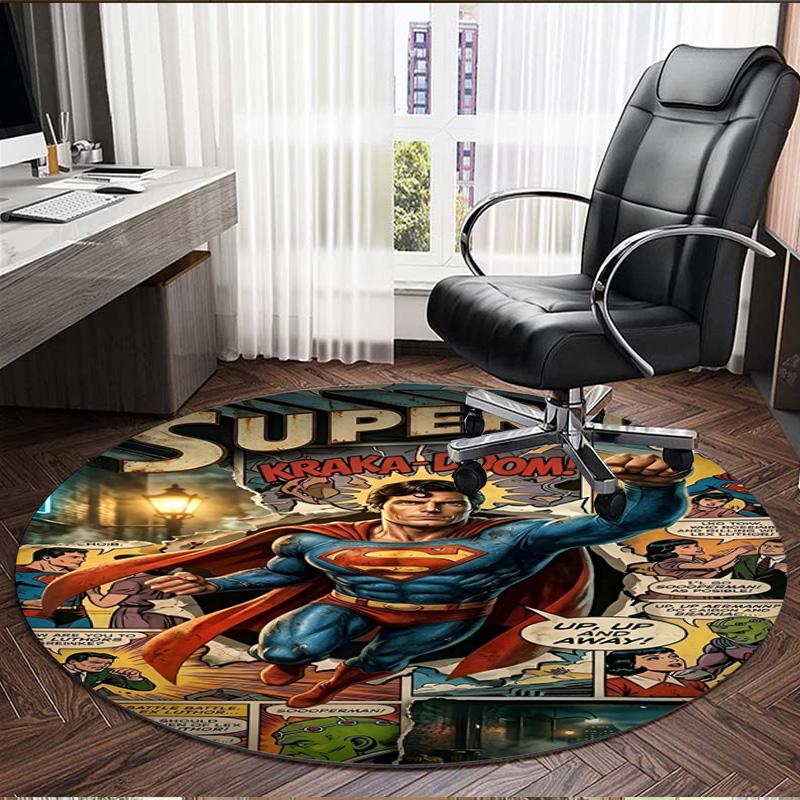 Superman Print Round Rug, Washable Floor Carpet, For Entryway Dorm Laundry Room Office Study, Home Decor Birthday Christmas Gift