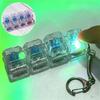 4 Keys Keyboard Fidget Toy Keychain Stress Relief Clicker Fidget Keyboard with LED, Squeeze Toy Crystal Transparent Bag Charm