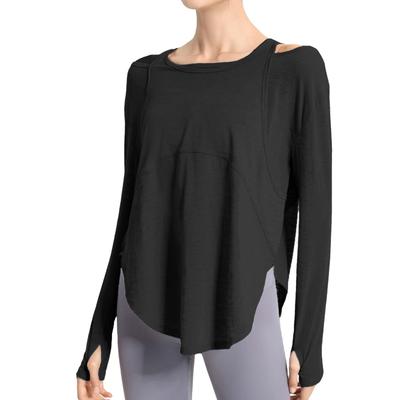 Yoga Long Open Loose Fitness Long Cooling UV Popular [iito.seasons] Women's Wear, Sleeve, Shoulder, Fit, Wear, Figure-Flattering, Length, Shirt,