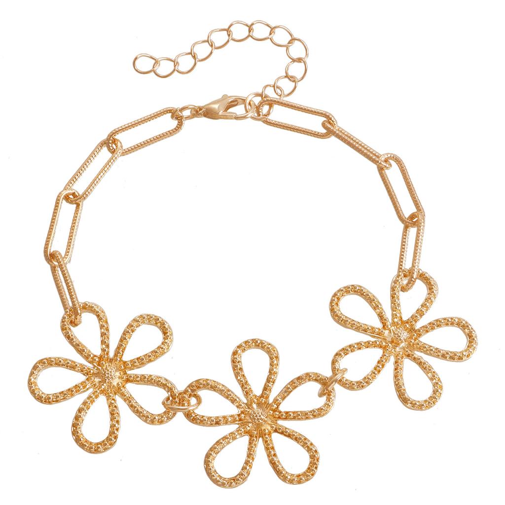 Accessories Retro Hollow Flower Chain Ethnic Style Necklace Girl Temperament Advanced Sense Bracelet