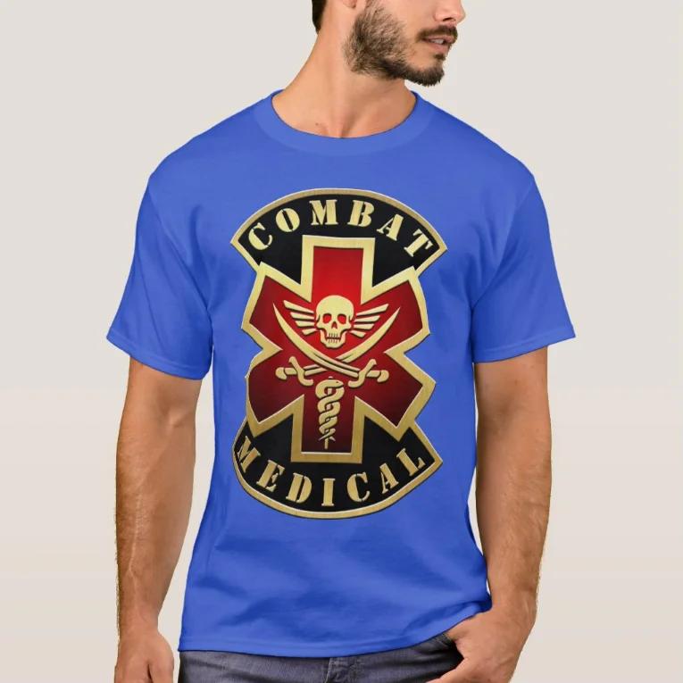 Combat Skull & Swords Cross Star of Life Patch T-Shirt. Premium Cotton Short Sleeve O-Neck Mens T Shirt New S-3XL