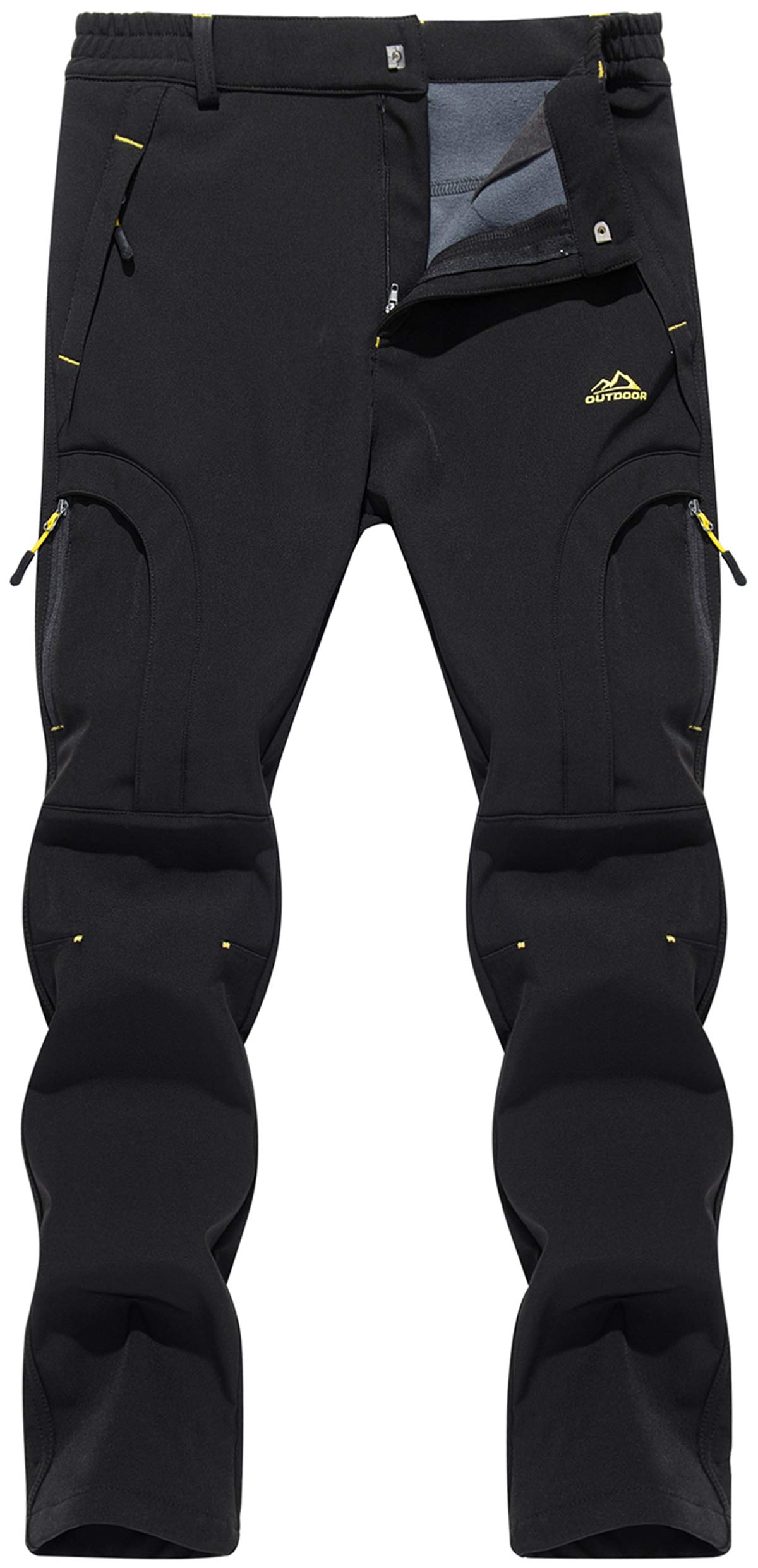 

[TACVASEN] Men s Trekking Pants, Cargo Pants, Warm, Insulated, Breathable, Chino Pants, Fleece Lined, Fishing Wear, Sweatpants, Black, Size M