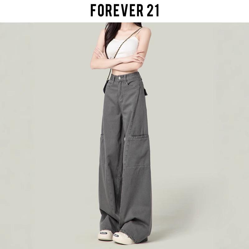 

Cement Gray Retro High-Waisted Wide-Leg Cargo Pants for Women - 2025 Spring/Autumn Collection Small світло-сірий колір