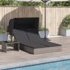 Vidaxl Doppelliege mit Dach und Kissen, Grau, Polyrattan