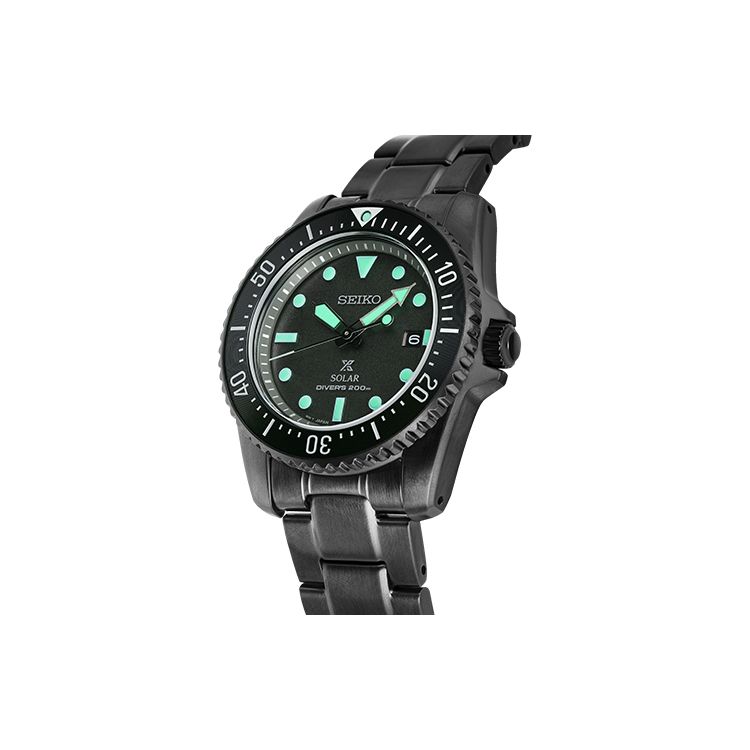 Seiko Serie Prospex Orologio Subacqueo Quadrante alla Moda Movimento Solare Bracciale in Acciaio Inossidabile Orologi da Uomo Nero SNE587P1