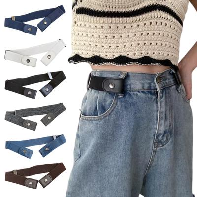 Lazy Belt Comfortable Elastic Design Faux Leather Waistband Adjustable Fit Invisible Jeans Belt Daily Wear