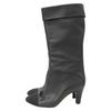 CHANEL [Excellent Condition] G36438 CC Logos Leather Heel Long Boots/ shoes 36 1/2 blackUsed