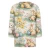 Women's Fashionable Casual Three-quarter Sleeve Easter Print Round Neck Pullover Top