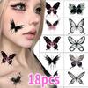 18 Sheets/set Butterfly Tattoo Stickers Long-lasting Vivid Gentle Not Irritation Pink Black Butterfly Pattern Temporary Tattoos