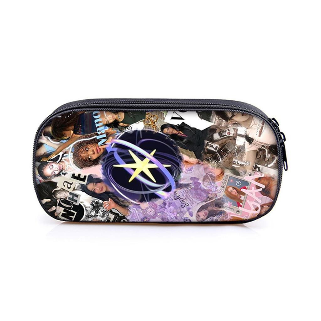 Kpop Catseye Student Pencil Case with Compartments - DIY Storage Stationery Bag