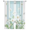 Flower Daisy Spring Summer Watercolor Sheer Curtains Modern Gauze Curtain for Living Room Bedroom Voile Yarn Curtains