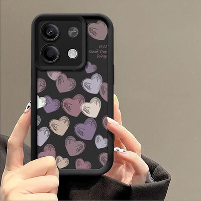 Plain Love Hearts Pattern Phone Case For Xiaomi 13T 11T Poco F6 X6 X5 Pro Redmi Note 13 12 11 10 Pro Matte Shockproof Soft TPU Lens Protection Cover