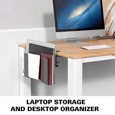 Yousheng 2Pcs Adjustable Desk Side Laptop Mount Storage Organizer Strong Load-bearing Metal Hanging Notebook Desk Holder Punch-Free Clamps