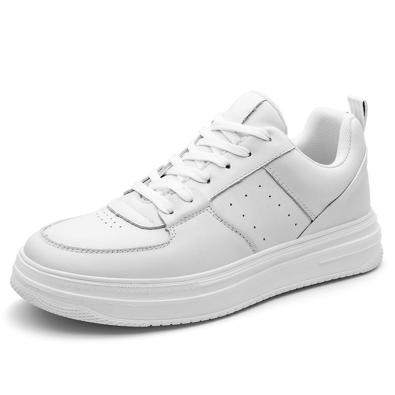 2025 Men s High-Top White Cowhide Casual Shoes with Thick Sole 36