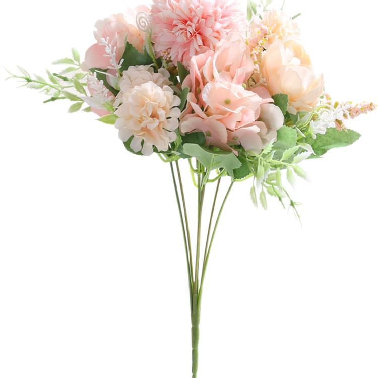 Single Stem Silk Rose Bouquet with Plastic Handle for Wedding Decoration