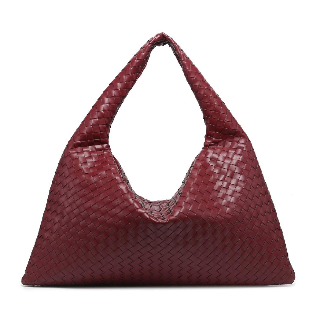 Hand-woven Solid Color Large-capacity Shoulder Bag Women's 2025 New Style Simple Casual Handbag