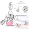 Pink Color Series Charms Pendant Lovely Dangle Pink Perfume Bottle Charms Beads Fit Bracelet Necklace Charm Copper Jewelry