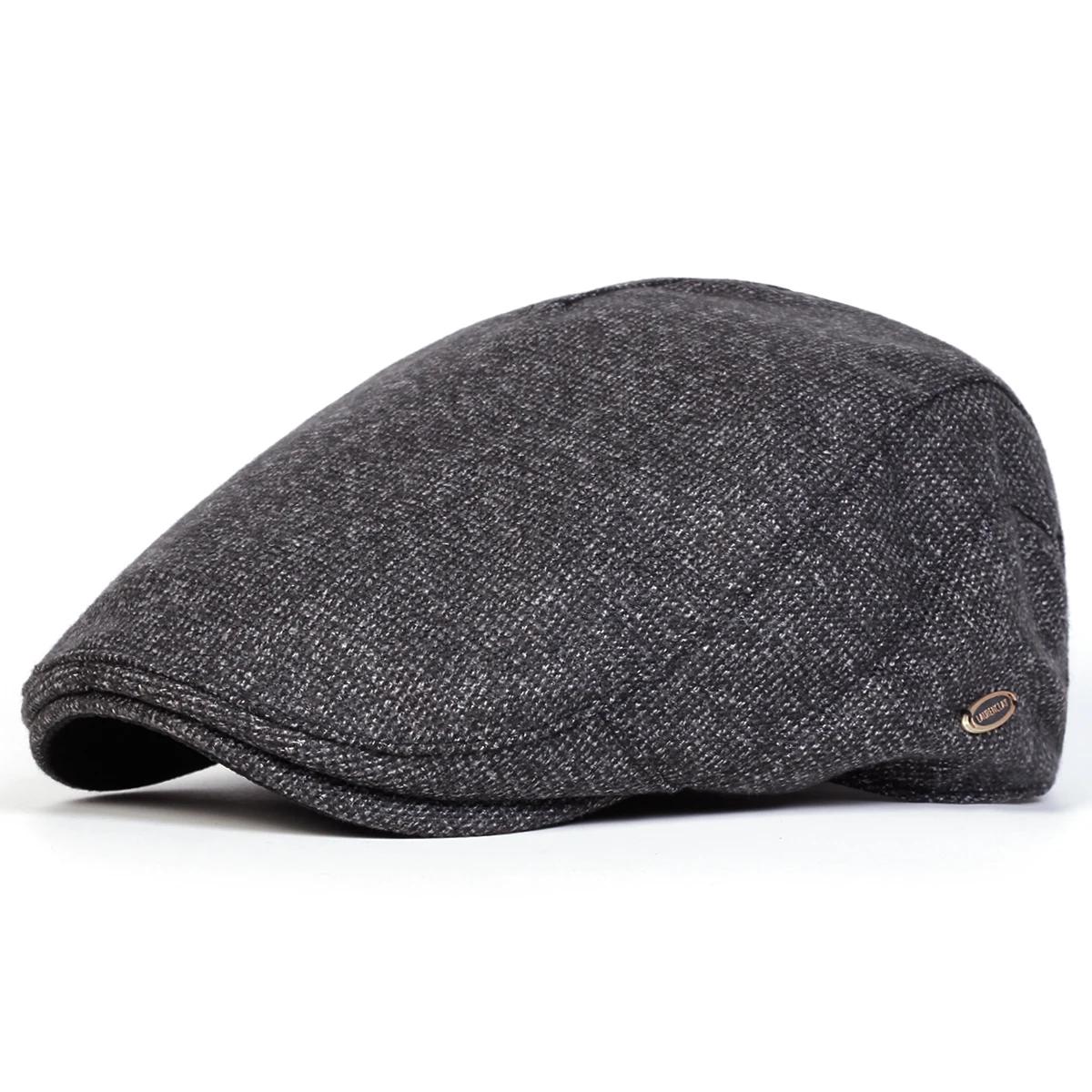 Heren Laurenclay Letterlabel Newsboy Petten Britse Schilders Hoeden Lente En Herfst Flat Cap Hip Hop Baret donkergrijze kleur