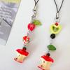 Simple Bitten Apple Bead Charm Pendant Chain Phone Strap Pocket Keychain Strap Hangings Decoration for Key Bag Purse