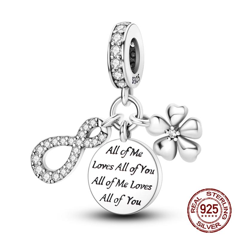 Inlaid Zircon Charm Beads Copper Color Love Heart Snake Dangle Fit Original Bracelet Charms Pendant Jewelry