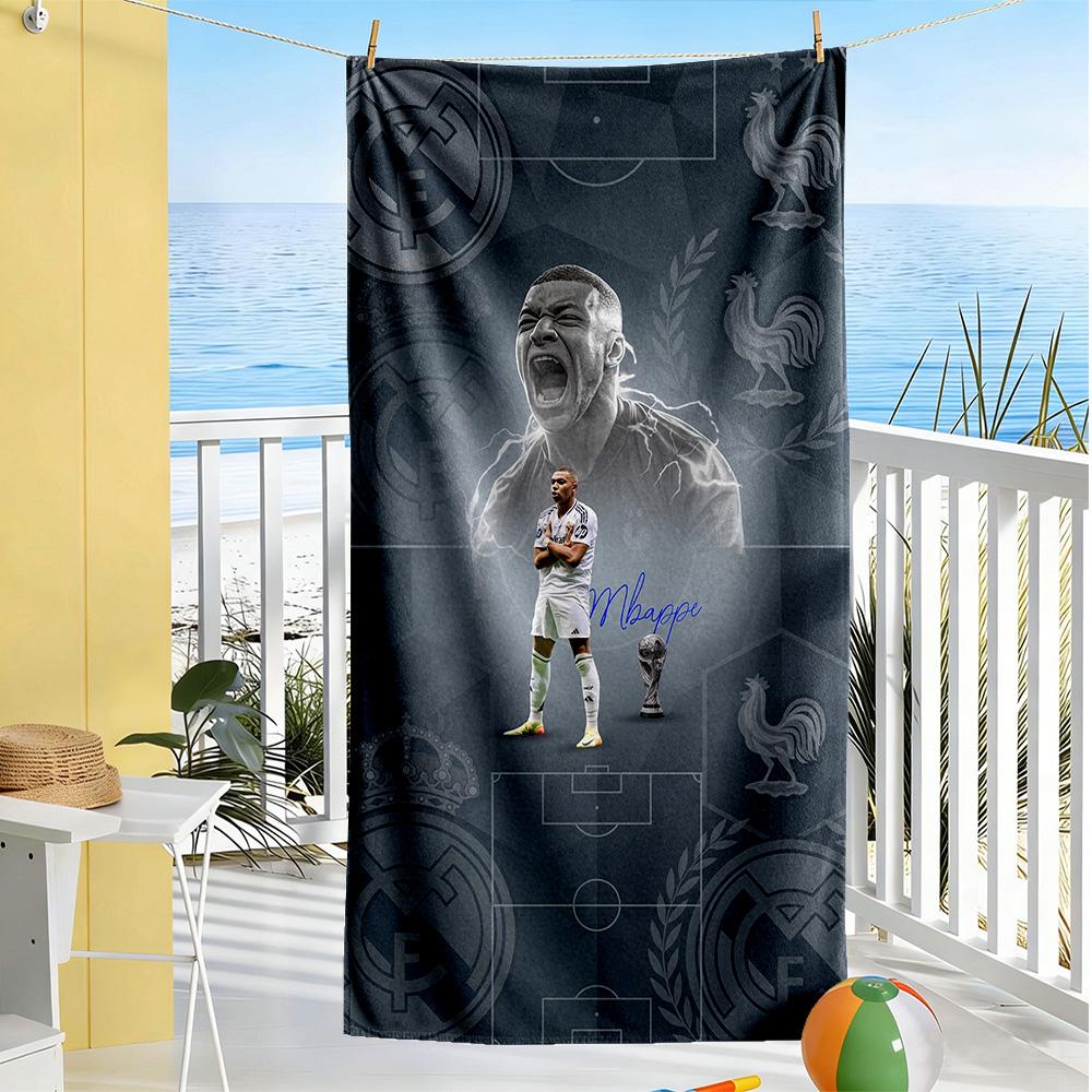 Mbappe Beach Towel Quick-Dry Soft Microfiber Comfortable Lightweight Perfect for Traveling Yoga Camping and Swimming