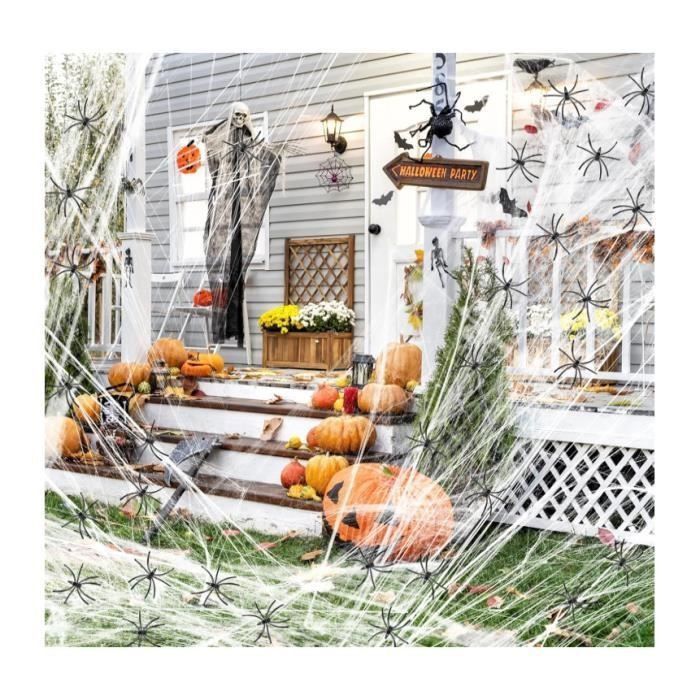 Décoration de fête - AIMOONSA - Toile d'araignée Halloween - Polyester - Noir - Couvre 12 m²