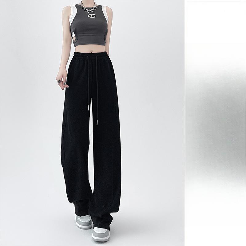 Gray Sweatpants Women's Spring and Autumn New Straight Thin Narrow Wide-leg Pants