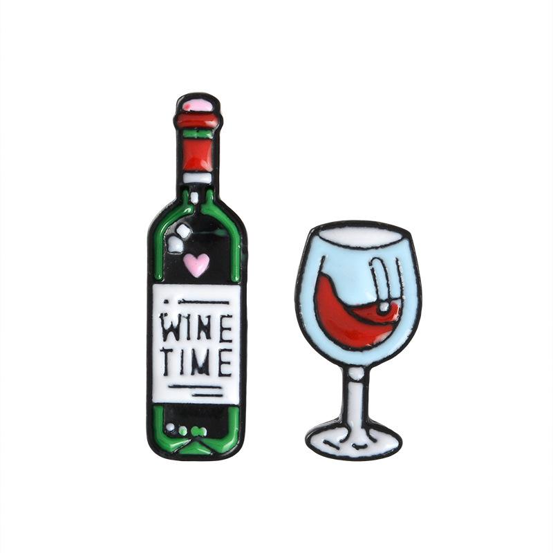Red Wine Glass Bottle Pins Brooches Badges Hard Enamel Pins Backpack Bag Hat Leather Jackets Fashion Accessory Super White G