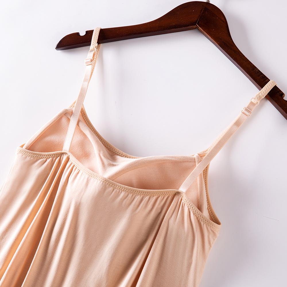 Dam Modal Nattlinne i Plusstorlek med Vadderade Kupor - Lös, Mellanlång Sommar Hemklänning