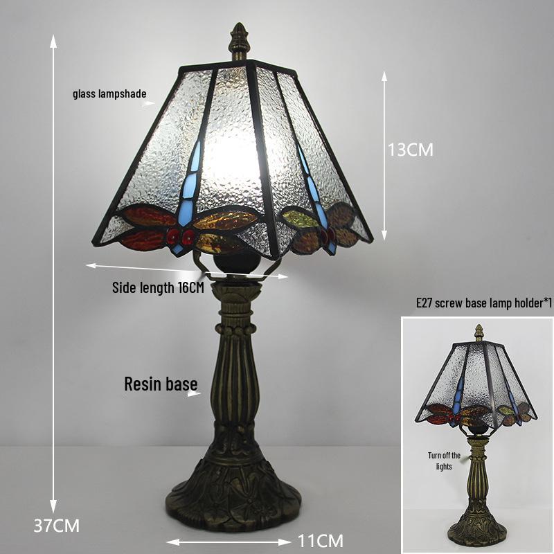 Tiffany Vintage Stained Glass Table Lamp for Bedside or Cafe