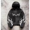 Unisex Oversized Hooded Sweatshirt With Graphic Print Streetwear Y2K Retro Loose Fit Long Sleeve Pullover Fall