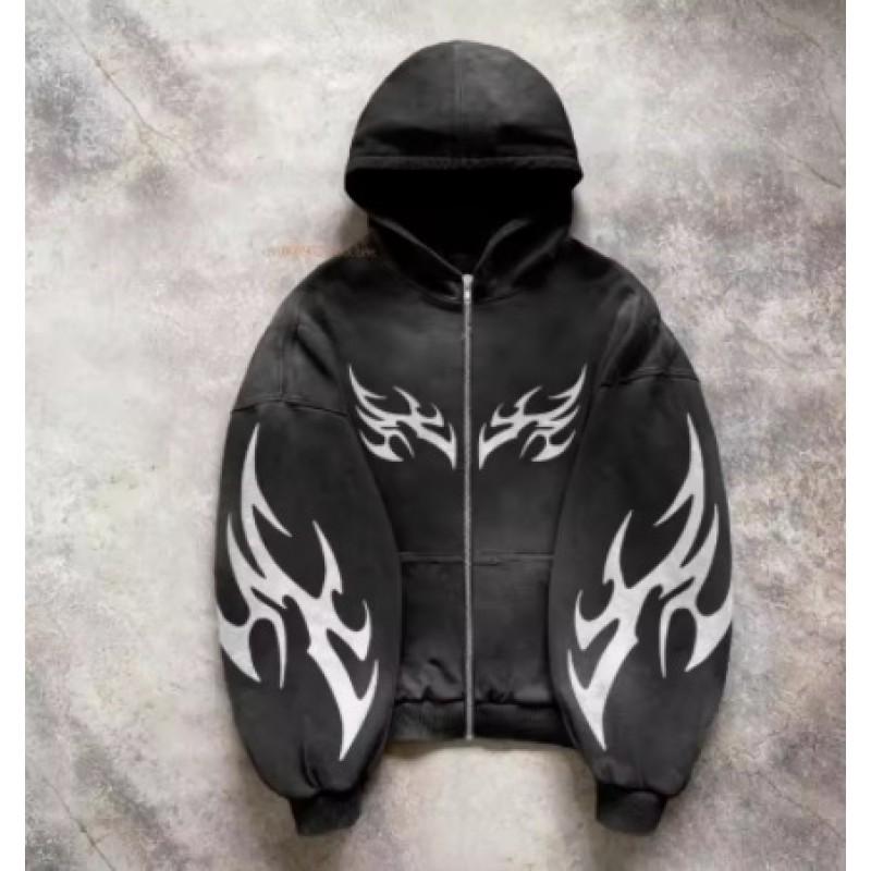 Unisex Oversized Hooded Sweatshirt With Graphic Print Streetwear Y2K Retro Loose Fit Long Sleeve Pullover Fall