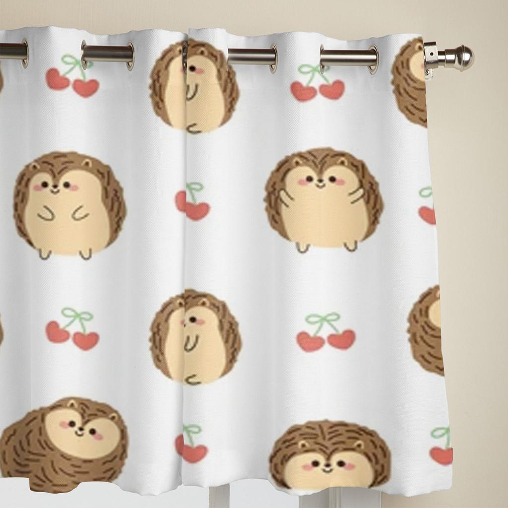 Cute Hedgehog With Heart Window Curtains For Living Room Luxury Bedroom Decor Drapes Kitchen Window Treatments Curtains