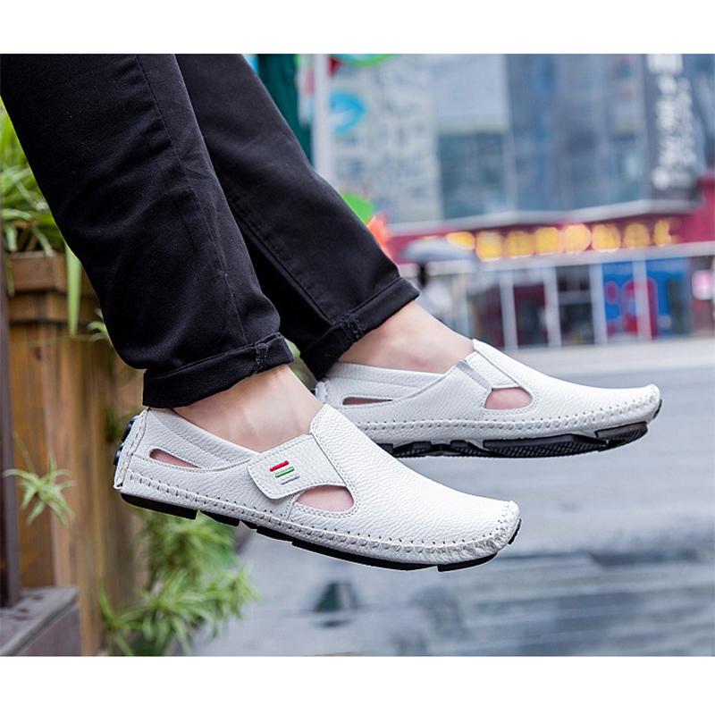 Fashion 2025 Summer Shoes Mens Sandals Soft Non-slip Flat Brand Male Footwear Black Blue White Plus Size 45 D462