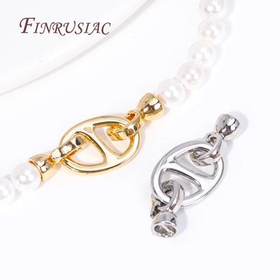 18K Gold Plated Brass Metal Connector Lock For Jewelry Making,Beads End Caps Clasps Fastener DIY Pearl Jewelry Fittings