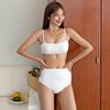 South Korea's new bikini sexy backless small breasts gather high waist to cover the belly and look thin, simple solid color split swimsuit women
