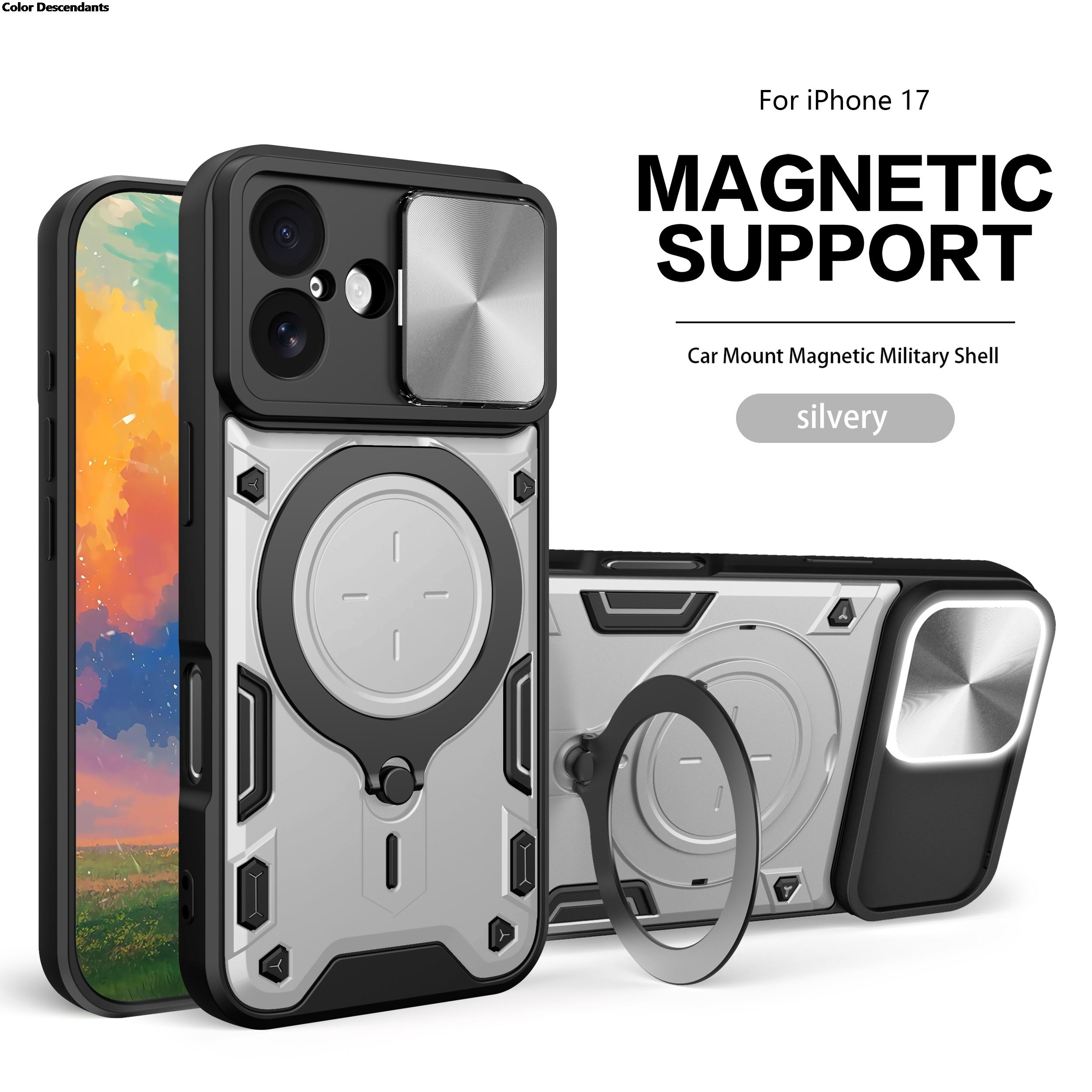 

HonorX8C X6C Case Armor Shockproof Slider Lens Cover For Honor 400 Smart 400 Lite pro X9C Smart Magnet Holder Ring Protect Funda Huawei NOVA14 PRO 5G срібний