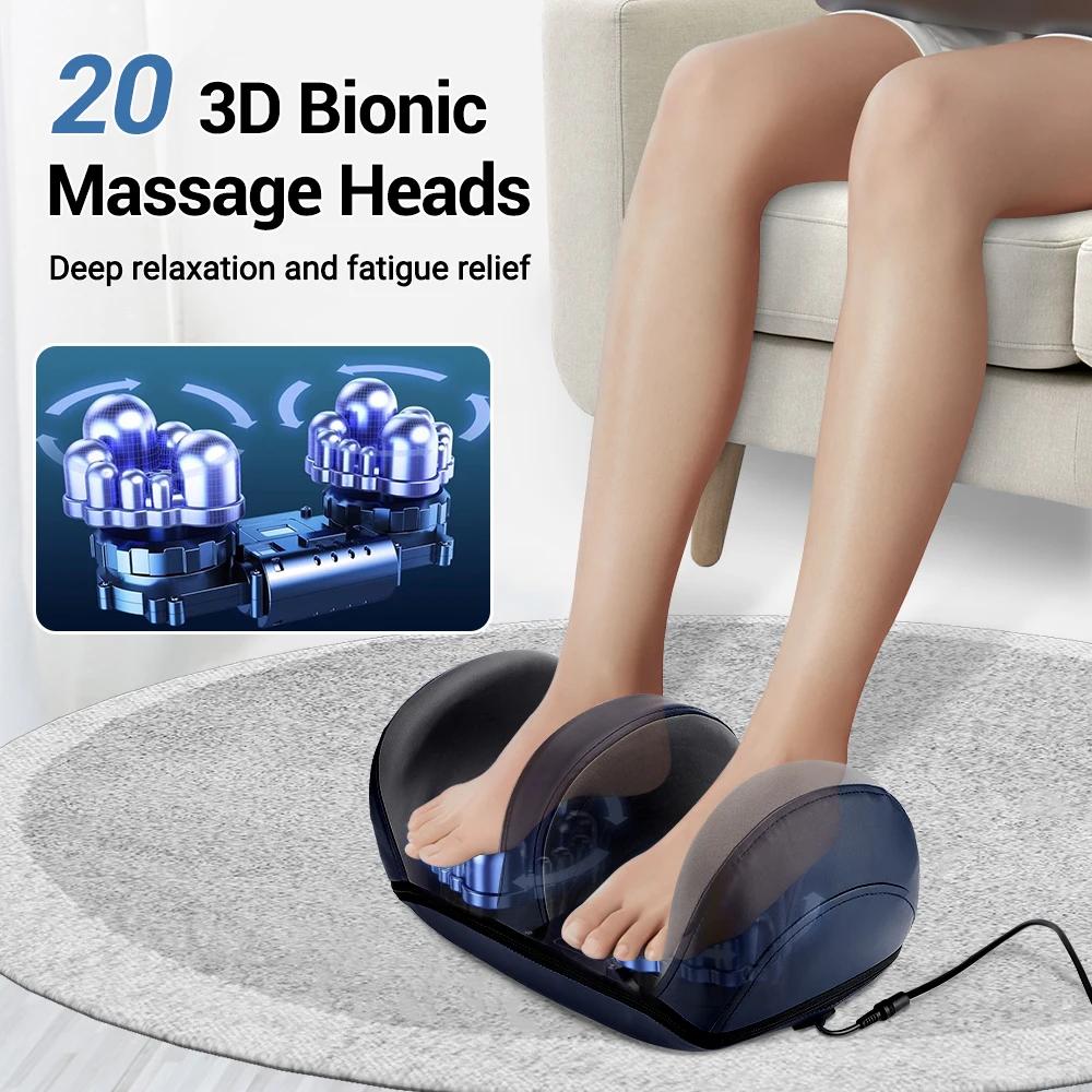 3-in-1 Electric Foot Massager Heat Vibration Roller Leg Feet Sole Muscles Relax Massage Hot Compress Foot Machine Remote Control