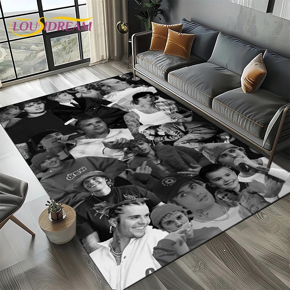 2025 New Style Justin Drew Bieber Singer 3D Carpet Rug for Living Room Bedroom Home Sofa Decoration,Kid Play Non-slip Floor Mat