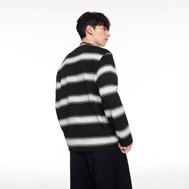 GXG Men's Long-Sleeve Striped Crewneck Knit T-Shirt