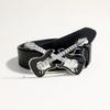 Unisex Gothicism Leather Belt Comfortable Elastic Waist Belt Stretchable Belt for Music Festivals