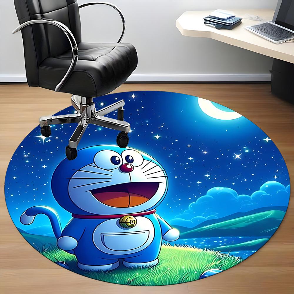 1pc Doraemon, Night Scene Chair Carpet for Office Non-Slip,Machine Washable Rug for Office, Room - Holiday Decor - Machine Made yy251017246